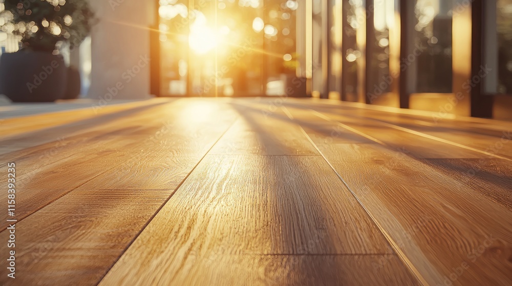 A sunlit wooden floor in a modern interior space, creating a warm and inviting atmosphere. A sunlit wooden floor in a modern interior space, creating a warm and inviting atmosphere.