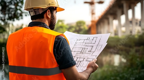 Saudi Arabian Gulf engineer reviewing construction plans, project management, and architectural engineering in the engineering sector