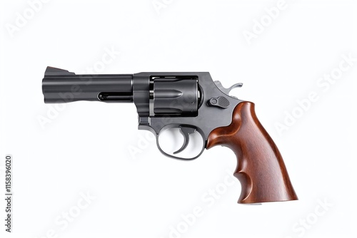 Wallpaper Mural Close-up of a classic revolver with a wooden handle against a white background. Torontodigital.ca