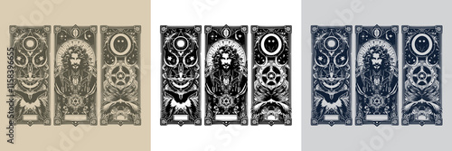 mage playing card tattoo design with runic symbols