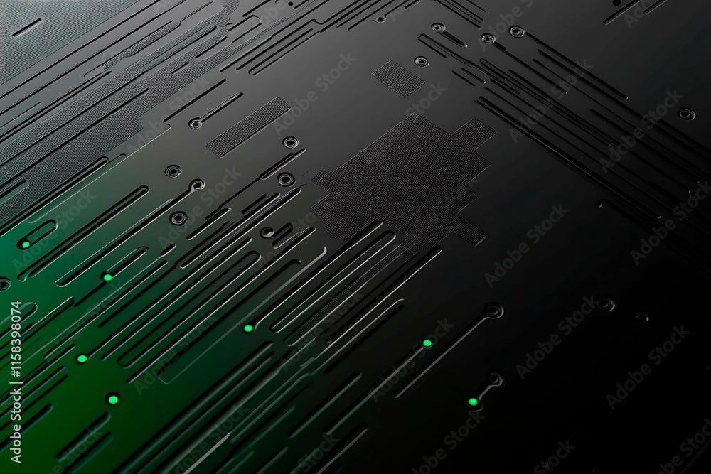 This vector illustration features a gradient green-black circuit board background, highlighted by an abstract technology pattern resembling interconnected circuitry. This vector illustration features a gradient green-black circuit board background, highlighted by an abstract technology pattern resembling interconnected circuitry.