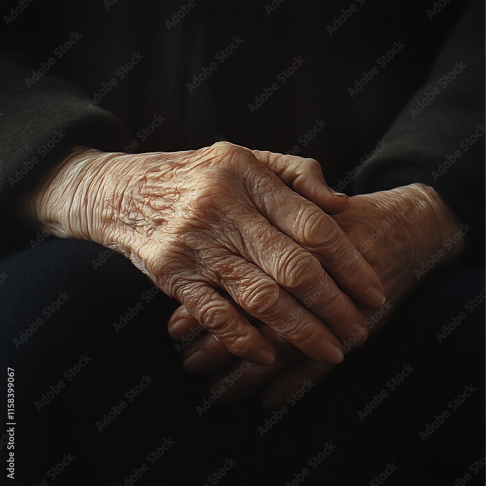 Fototapeta premium Handshake of Two Mature Businessmen in Dark Atmosphere Signifying Successful Agreement