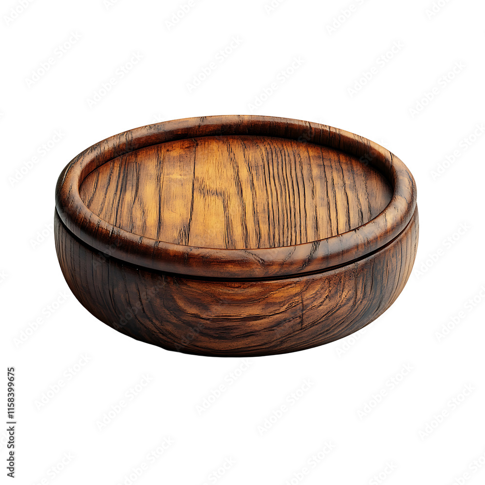 Fototapeta premium Rustic wooden bowl isolated Transparent Background.