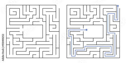Labyrinth Maze Game for Children Worksheet with Solution 