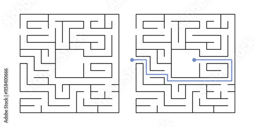 Labyrinth Maze Game for Children Worksheet with Solution 