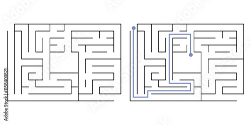 Labyrinth Maze Game for Children Worksheet with Solution 