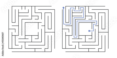 Labyrinth Maze Game for Children Worksheet with Solution 