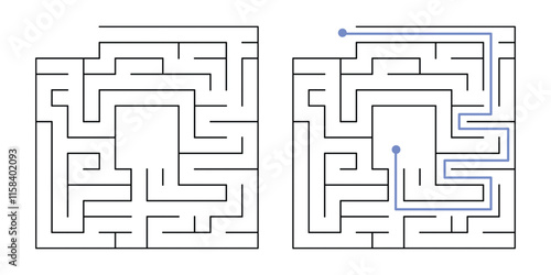 Labyrinth Maze Game for Children Worksheet with Solution 