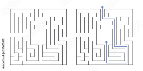 Labyrinth Maze Game for Children Worksheet with Solution 