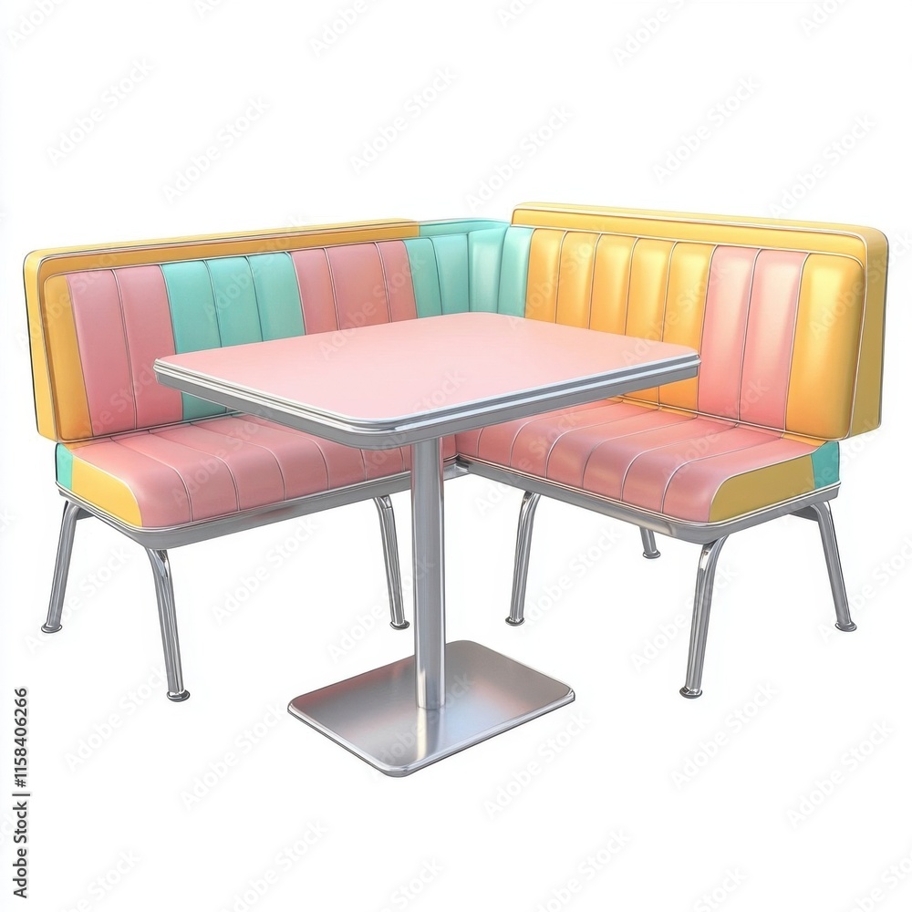 Fototapeta premium Retro Diner Booth and Table