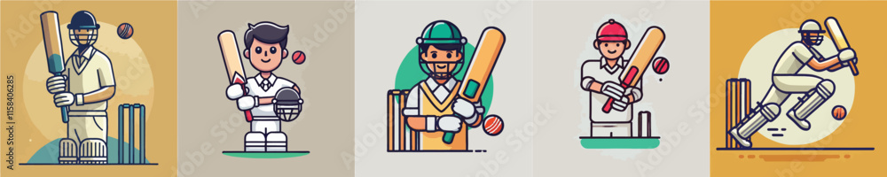 Simple vector collection of a baseball player practicing Simple vector collection of a baseball player practicing