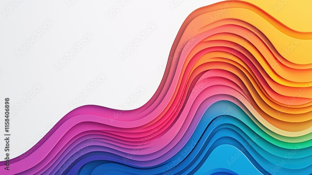 A vibrant wave of colorful layers in shades of pink, purple, blue, and green, creating a dynamic and modern abstract design against a white background. A vibrant wave of colorful layers in shades of pink, purple, blue, and green, creating a dynamic and modern abstract design against a white background.