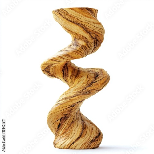 Swirling Olive Wood Sculpture. photo