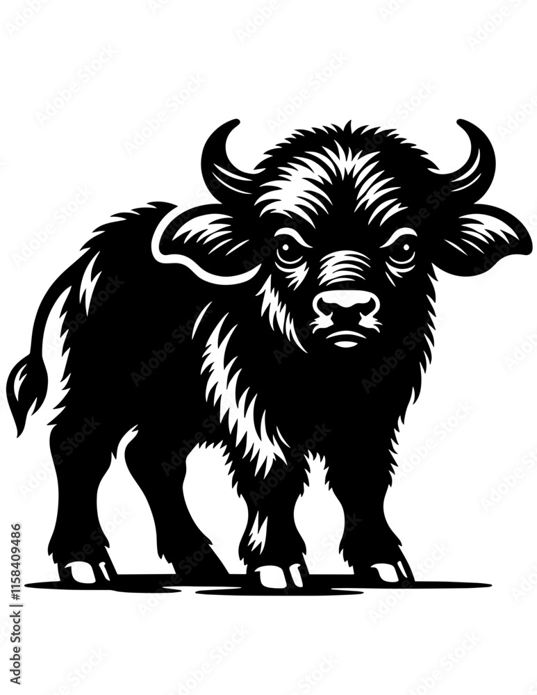 Fototapeta premium Buffalo SVG, Baby Buffalo Svg, Buffalo Vector, Cute Buffalo Vectors, Buffalo Silhouette, Buffalo Clipart