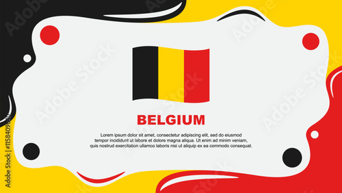 Belgium Flag Abstract Background Flat Design Template. Belgium Independence Day Banner Wallpaper Vector Illustration. Belgium Cartoon