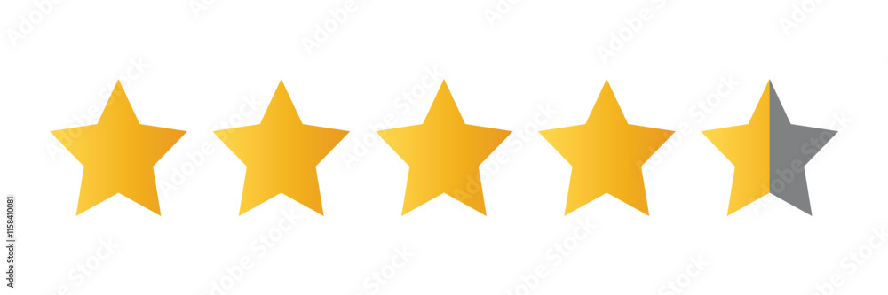 Four and half stars, customer quality symbol, vector product rating review flat icon for hotel, restaurant etc Four and half stars, customer quality symbol, vector product rating review flat icon for hotel, restaurant etc