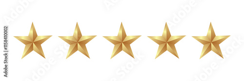 Gold Stars rating icon set, five star rating, Vector illustration.