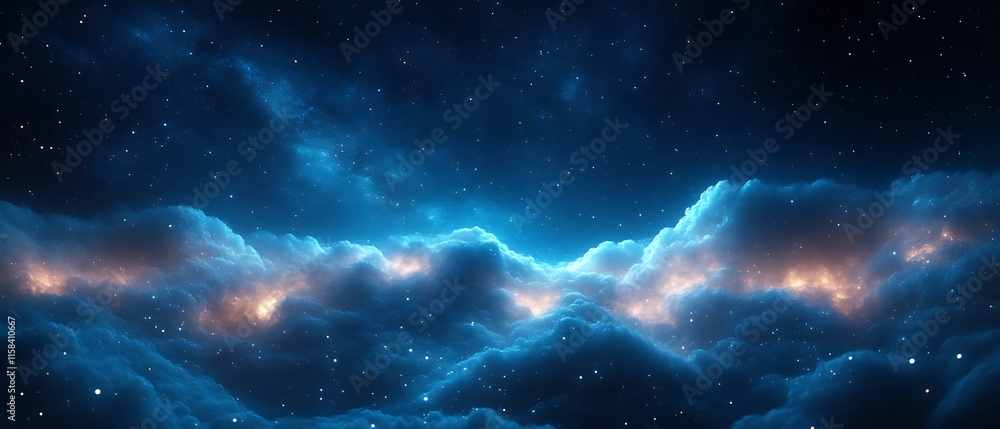 Obraz premium Glowing nebula clouds in dark space.