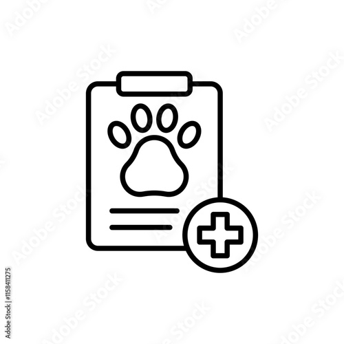 Veterinary report outline icons, minimalist vector illustration ,simple transparent graphic element .Isolated on white background