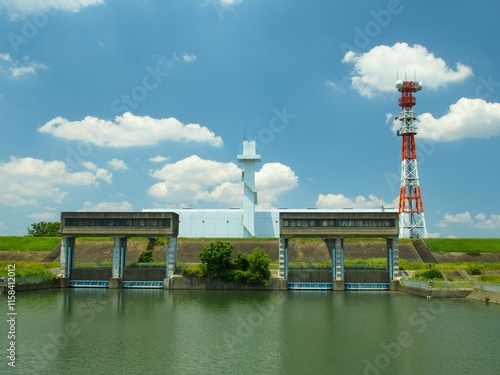 初夏の江戸川の大場川上流樋管設備風景 photo