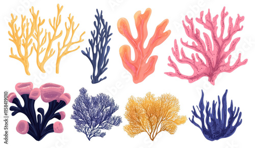 Vibrant coral reef illustrations underwater environment digital art marine life colorful sea flora photo