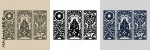 fantasy mage playing card tattoo design