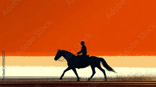 horse on sunset background