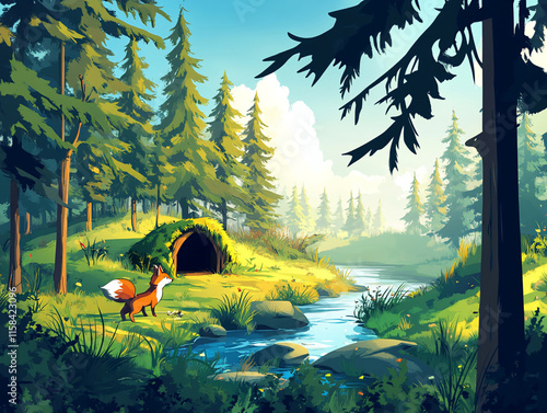 landscape with forest