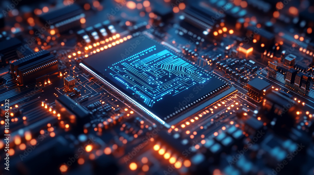 Abstract technology Ai computing concept working data of Artificial intelligence and futuristic digital for future on dark blue background. Abstract technology Ai computing concept working data of Artificial intelligence and futuristic digital for future on dark blue background.