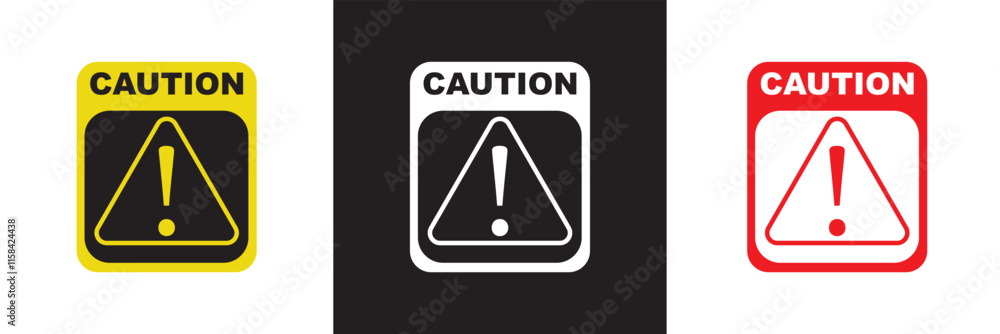 Caution, warning icon . Stop vector . Do not enter sign business concept. Vector illustration. isolated on white and black background. EPS 10 Caution, warning icon . Stop vector . Do not enter sign business concept. Vector illustration. isolated on white and black background. EPS 10
