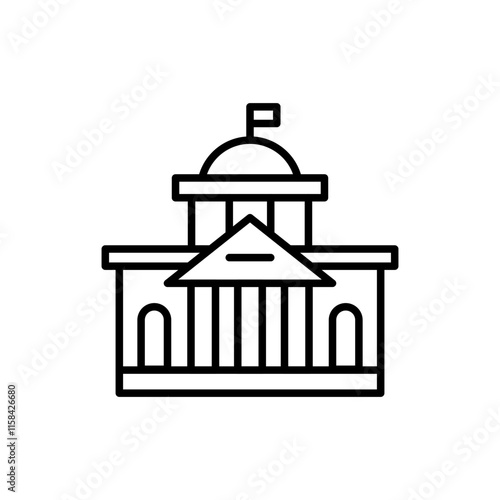 Courthouse outline icons, minimalist vector illustration ,simple transparent graphic element .Isolated on white background