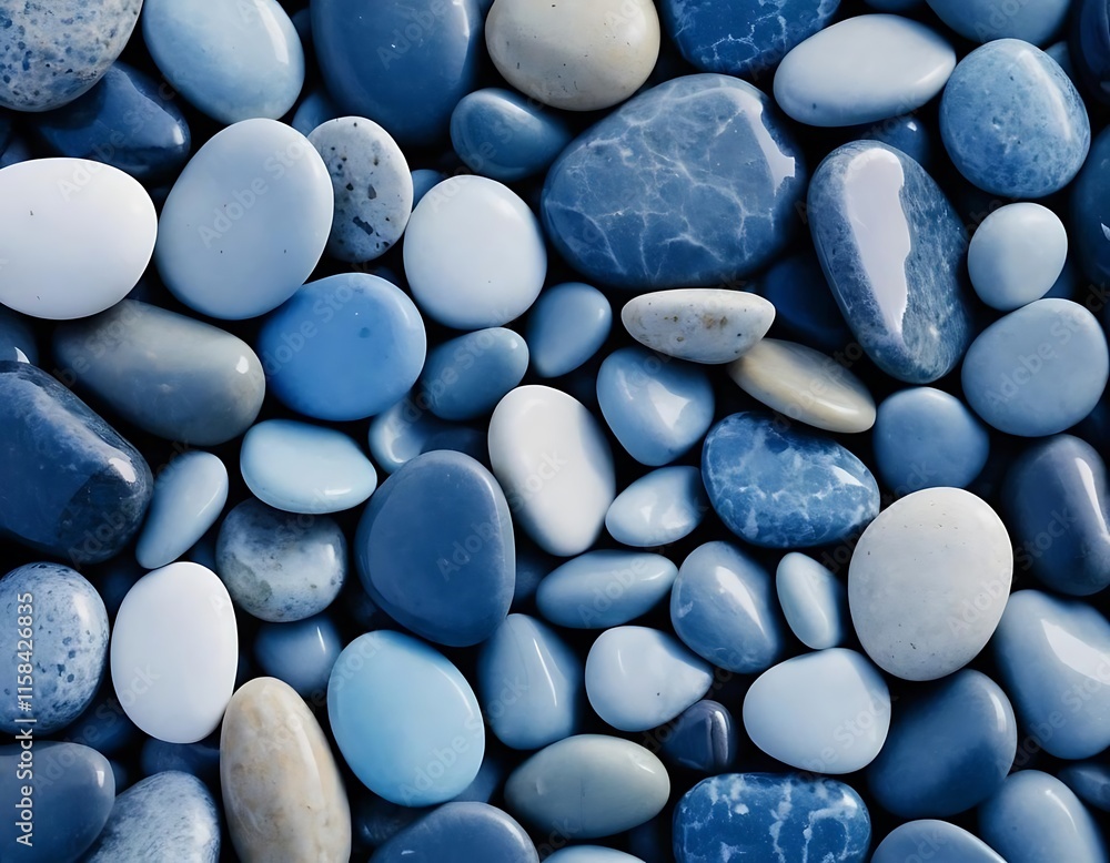 Smooth Blue and White Polished Stones Close Up Smooth Blue and White Polished Stones Close Up