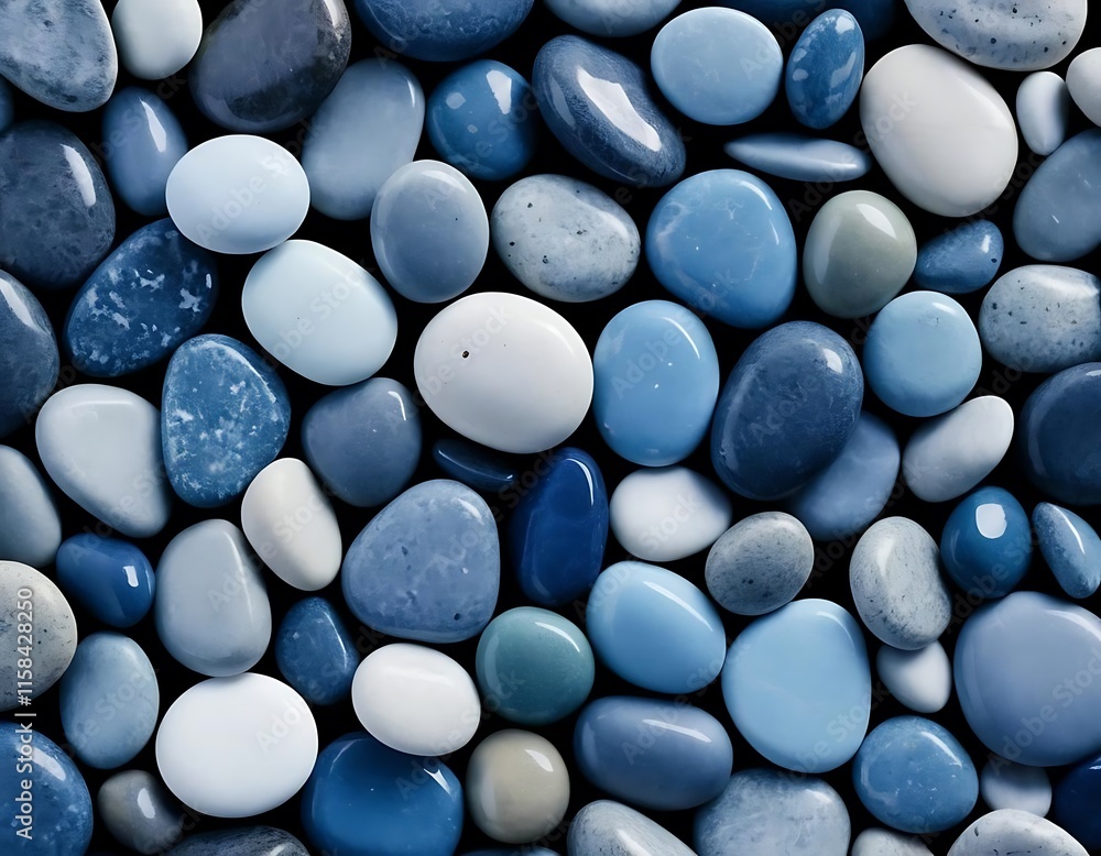 Smooth Blue And White Stones Close Up Smooth Blue And White Stones Close Up