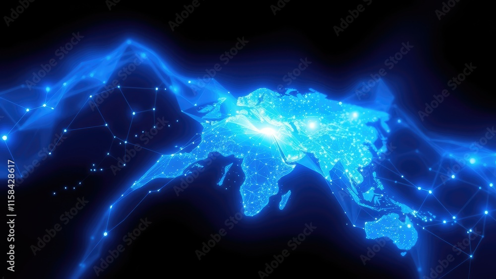 Futuristic Digital Network, Blue Glowing Connections, geometric pattern, Futuristic Digital Network, Blue Glowing Connections, geometric pattern,