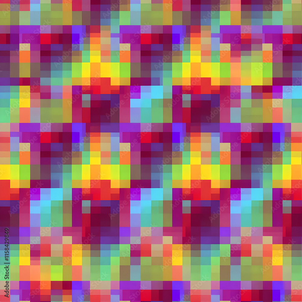 Colorful geometric mosaic with squares and seamless pattern design Colorful geometric mosaic with squares and seamless pattern design