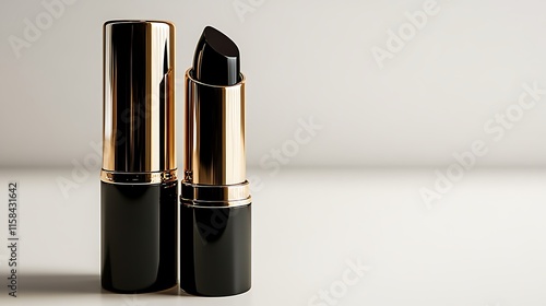 Glamour close-up bold black lipstick in a modern makeup studio photo