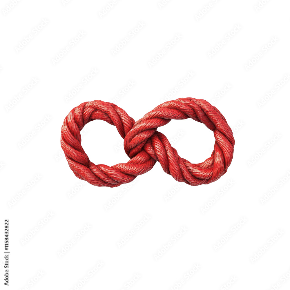 Intertwined Red Rope Forming an Infinity Symbol Intertwined Red Rope Forming an Infinity Symbol