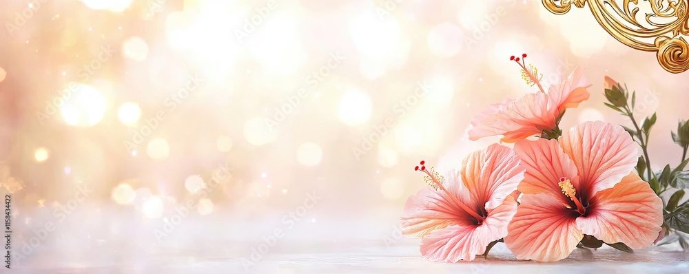 Hibiscus floral abstract background concept. Beautiful hibiscus flowers with a soft, bokeh background for a serene atmosphere. Hibiscus floral abstract background concept. Beautiful hibiscus flowers with a soft, bokeh background for a serene atmosphere.