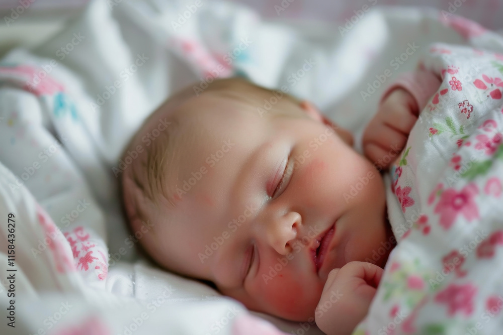 Newborn Baby Wrapped in Hospital Blanket Newborn Baby Wrapped in Hospital Blanket