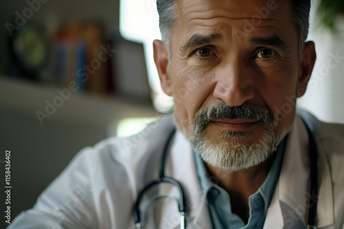 Close-Up Portrait of a Doctor in White Coat photo