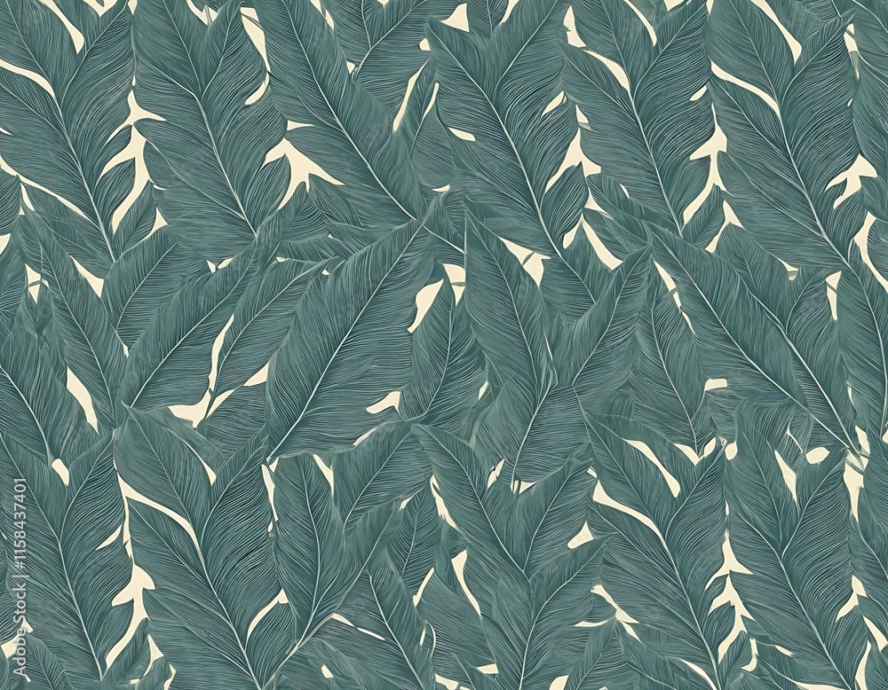 Obraz premium Teal Tropical Leaves Pattern Background Design
