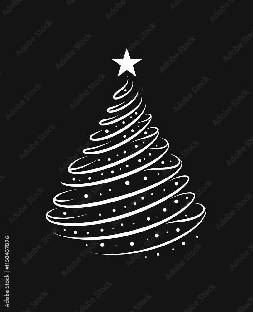 a stylized christmas tree with a star on top on a black background a stylized christmas tree with a star on top on a black background