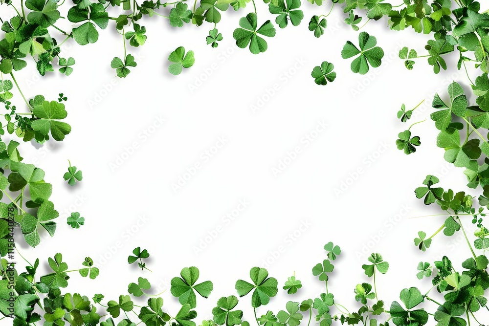 Green Clover Frame on White Background Green Clover Frame on White Background