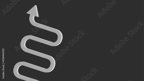 zigzag arrow pointing upward on a dark background, symbolizing growth, progress, or a challenging path