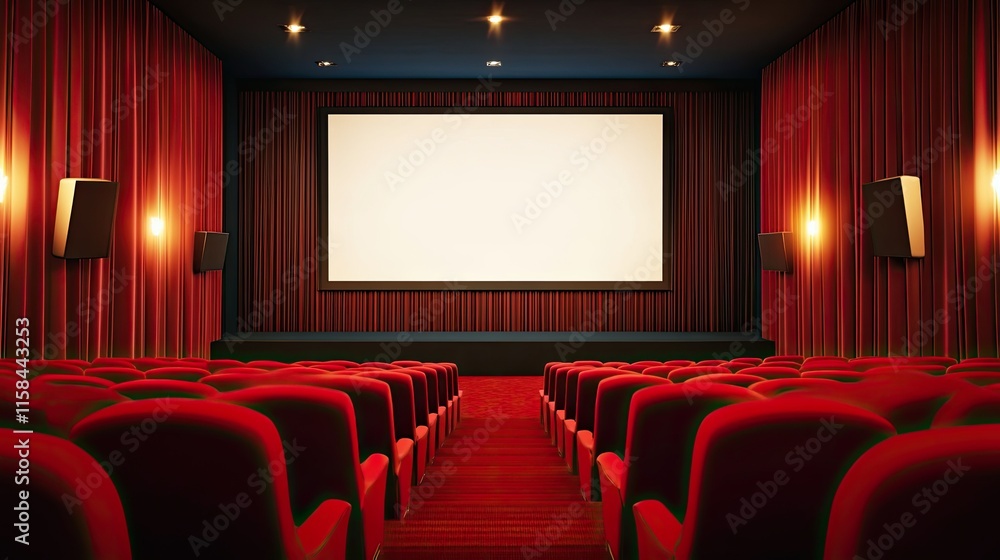 A home theater with tiered seating, plush carpeting, and a large projection screen for ultimate comfort A home theater with tiered seating, plush carpeting, and a large projection screen for ultimate comfort