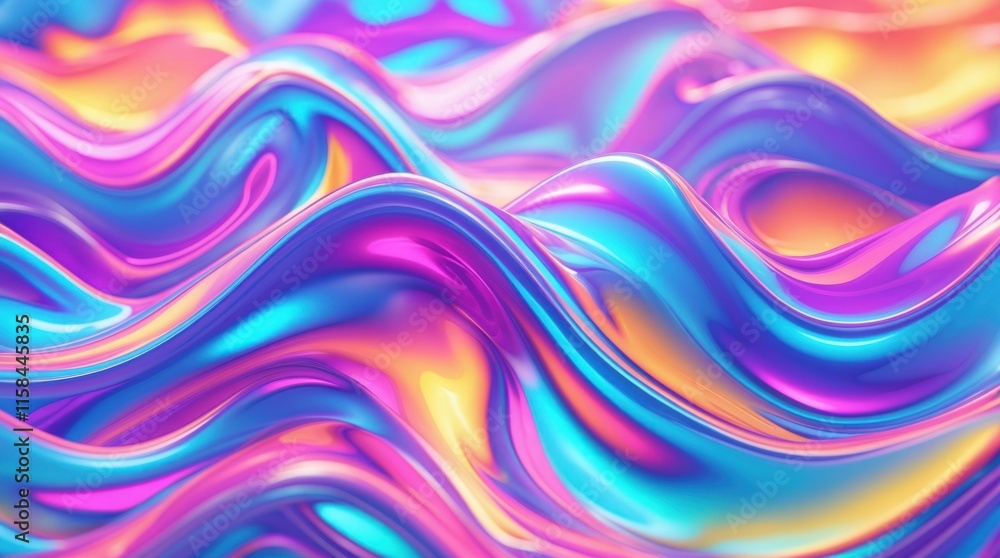 Obraz premium vibrant abstract iridescent curved wave