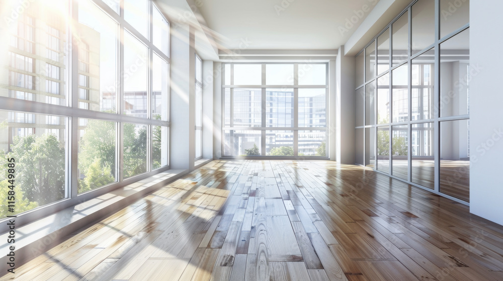 Fototapeta premium Spacious Modern Apartment with Large Windows