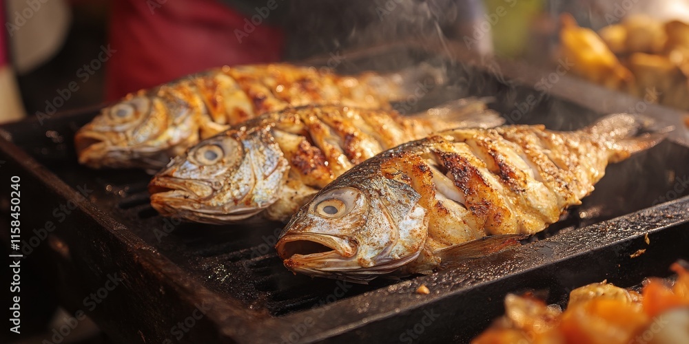 Fresh sea fish is placed on the fryer, prepared for cooking. This fresh sea fish promises a delicious meal as it sizzles, highlighting its quality and taste in the frying process. Fresh sea fish is placed on the fryer, prepared for cooking. This fresh sea fish promises a delicious meal as it sizzles, highlighting its quality and taste in the frying process.