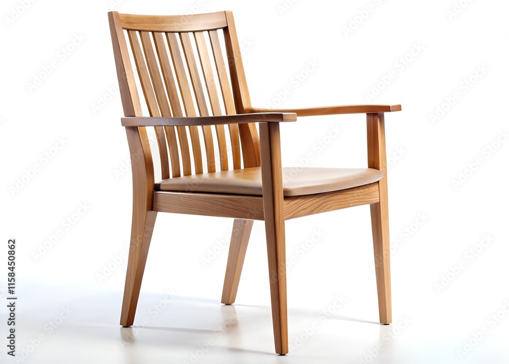 Elegant Wooden Chair Design with Simple Lines and Natural Finish on a white Background Elegant Wooden Chair Design with Simple Lines and Natural Finish on a white Background