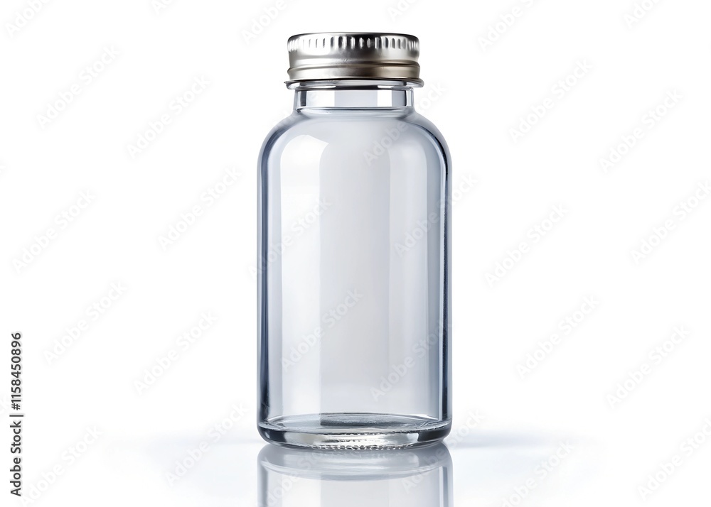 Clear Glass Bottle with Silver Cap Suitable for Medical Use Clear Glass Bottle with Silver Cap Suitable for Medical Use